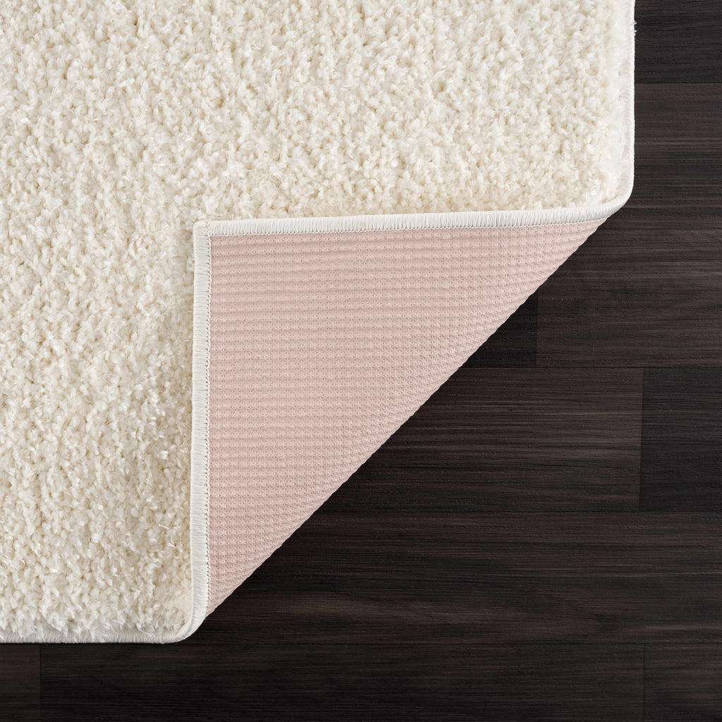 Judy Plush Washable Area Rug Off White Rubber Backed