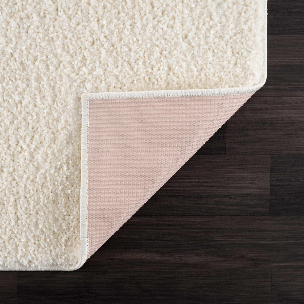 Judy Plush Washable Area Rug Off White Rubber Backed