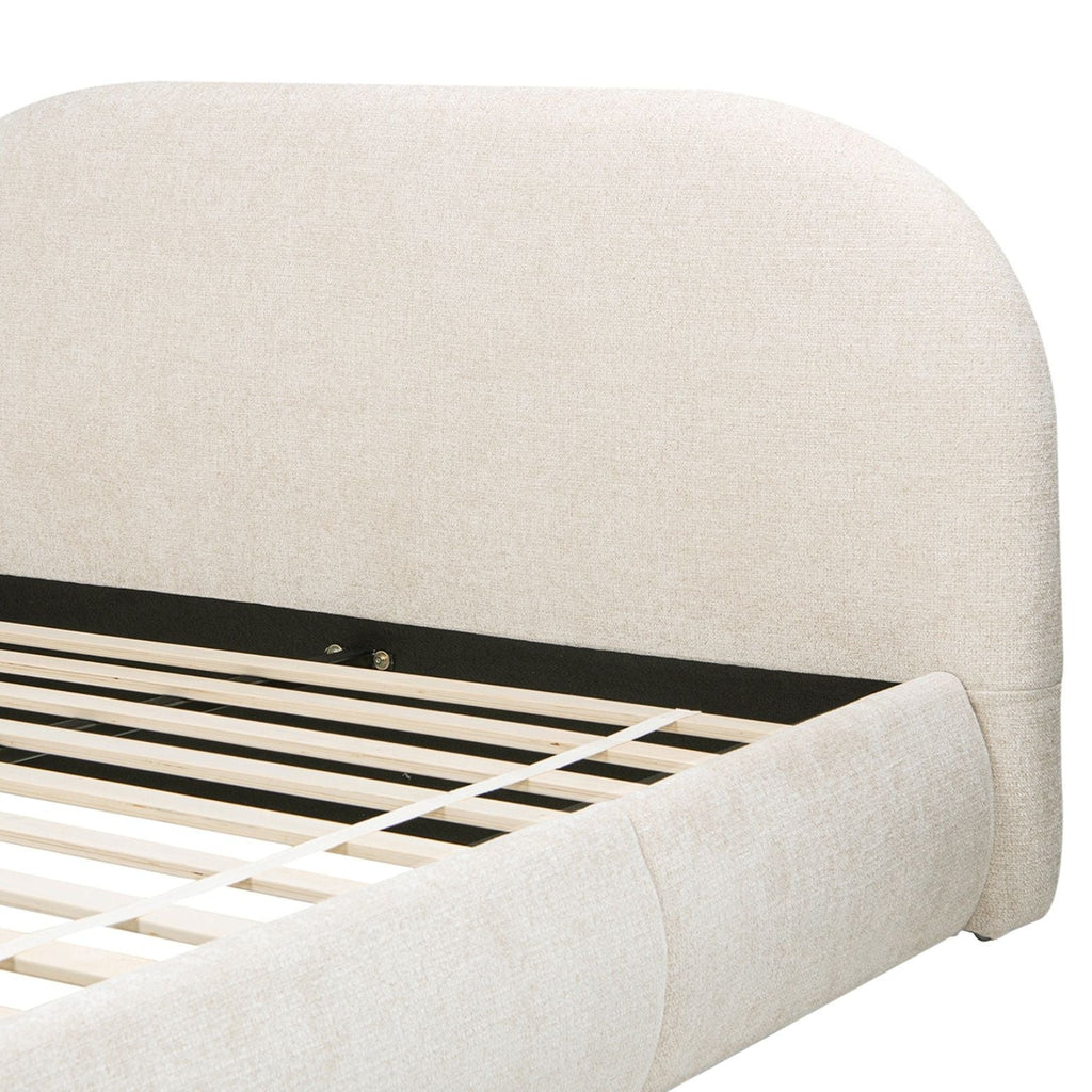 Archie Puffy Upholstered Platform Bed With Arch Headboard