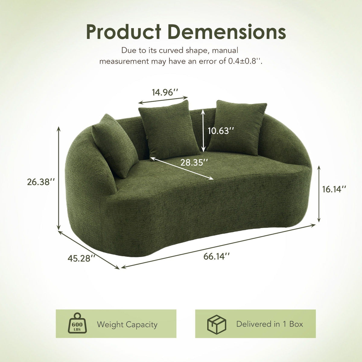 Vesta Compact Loveseat Sofa With No Assembly And Eco Fabric