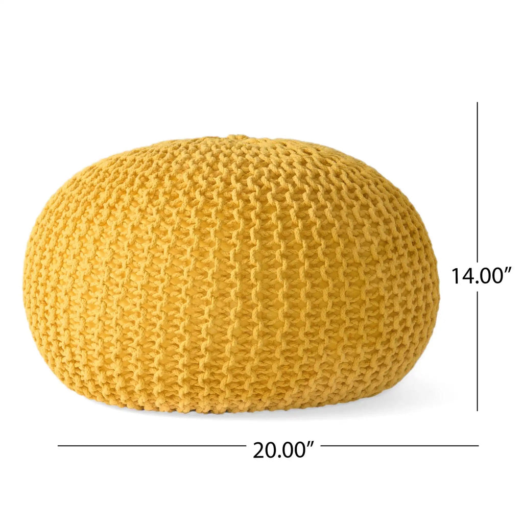 Luma Living Bordeaux Knitted Cotton Round Pouf Ottoman