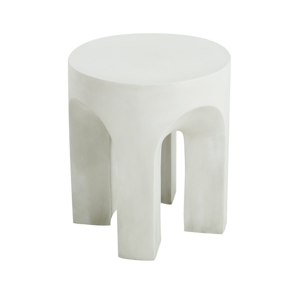 AriaLiving Antique White Lightweight Concrete Round Side Table
