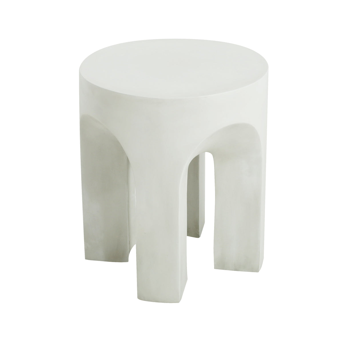AriaLiving Antique White Lightweight Concrete Round Side Table