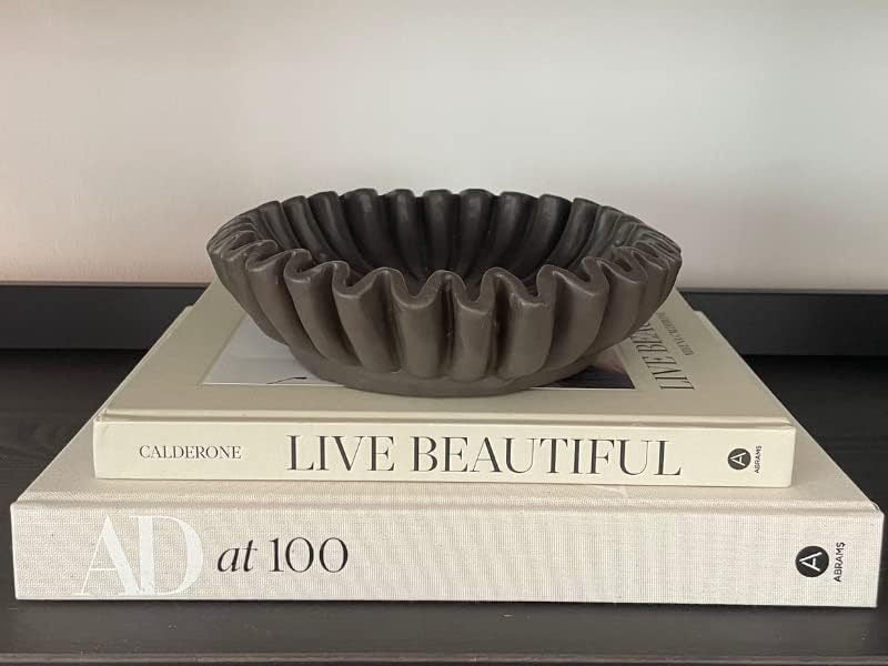 Novara Lotus Leaf Edge Resin Decorative Bowl In Two Sizes