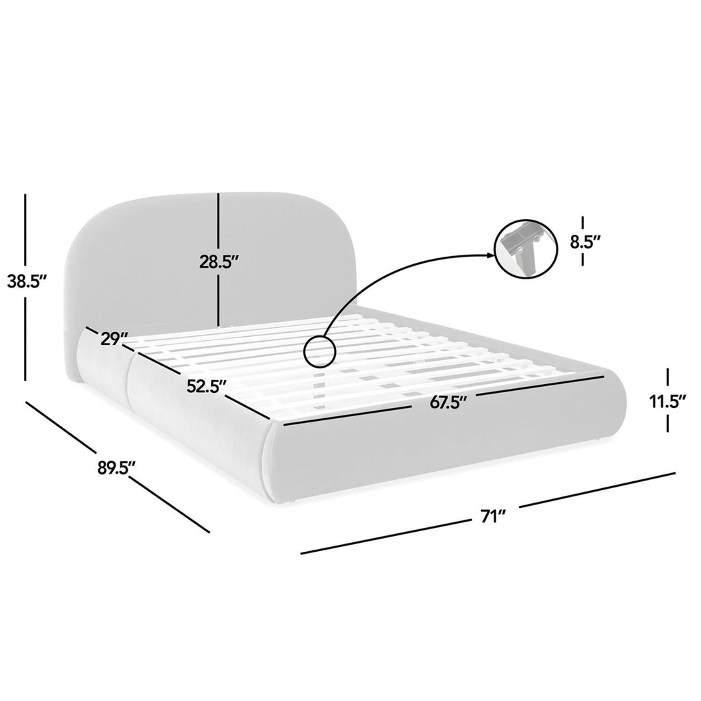 Archie Puffy Upholstered Platform Bed With Arch Headboard