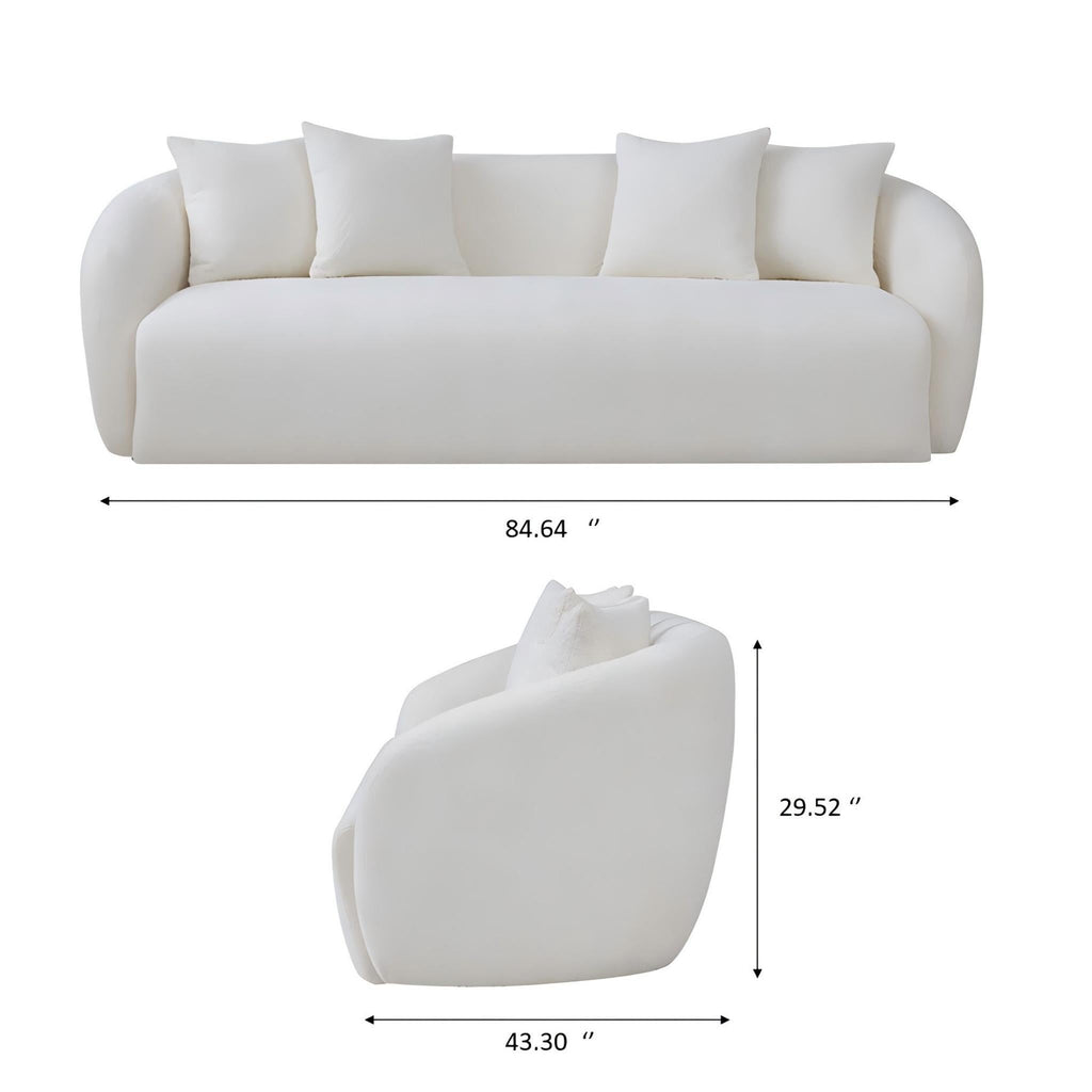Linden Premium Mid Century Sofa Ivory Boucle Fabric