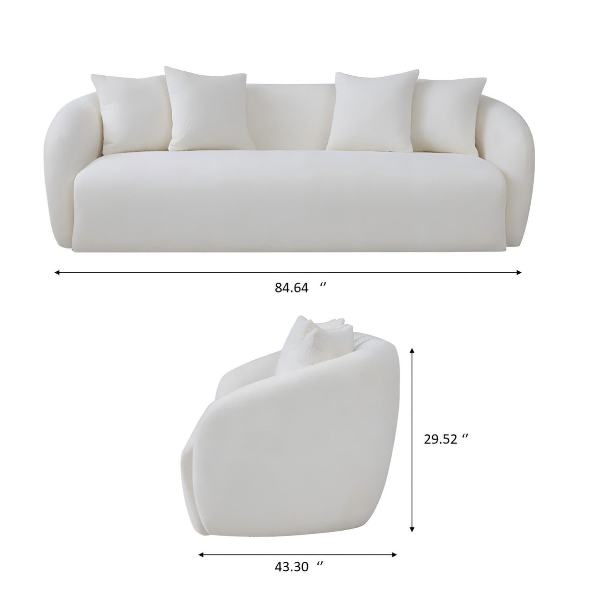 Linden Premium Mid Century Sofa Ivory Boucle Fabric