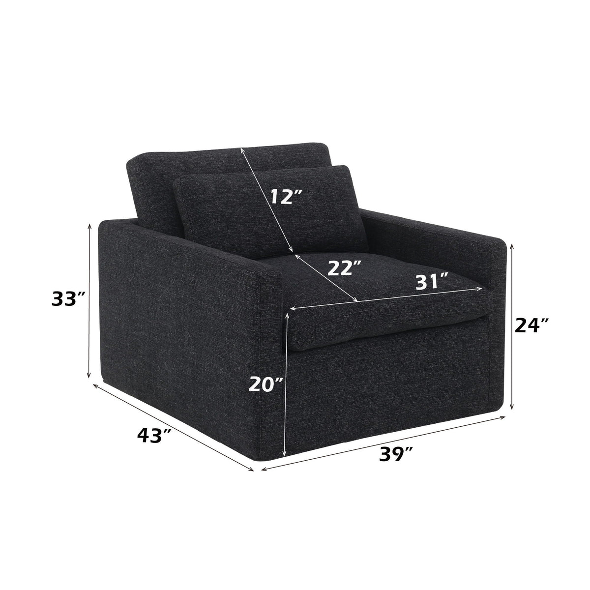 Naveen - Swivel Chair With 1 Toss Pillow