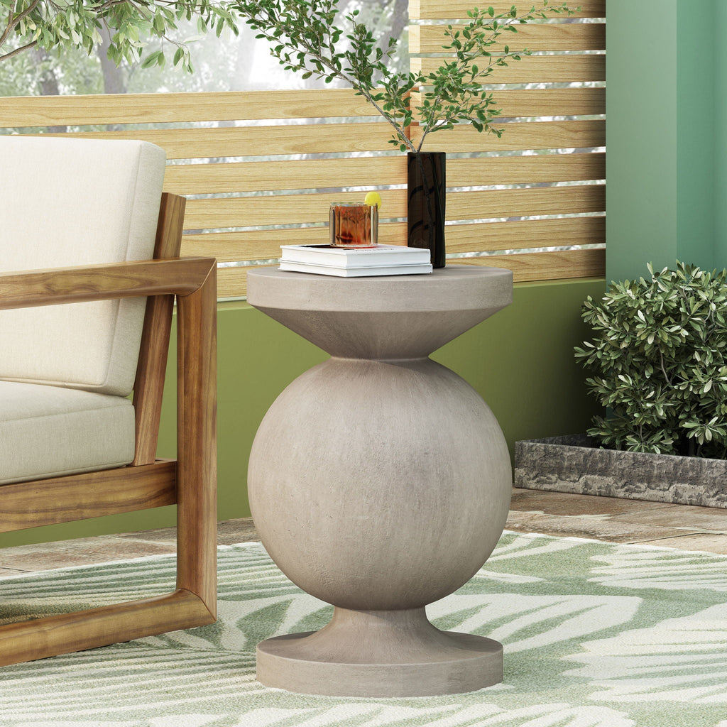 Luma Natural Outdoor End Table Featuring Classic Turned Base