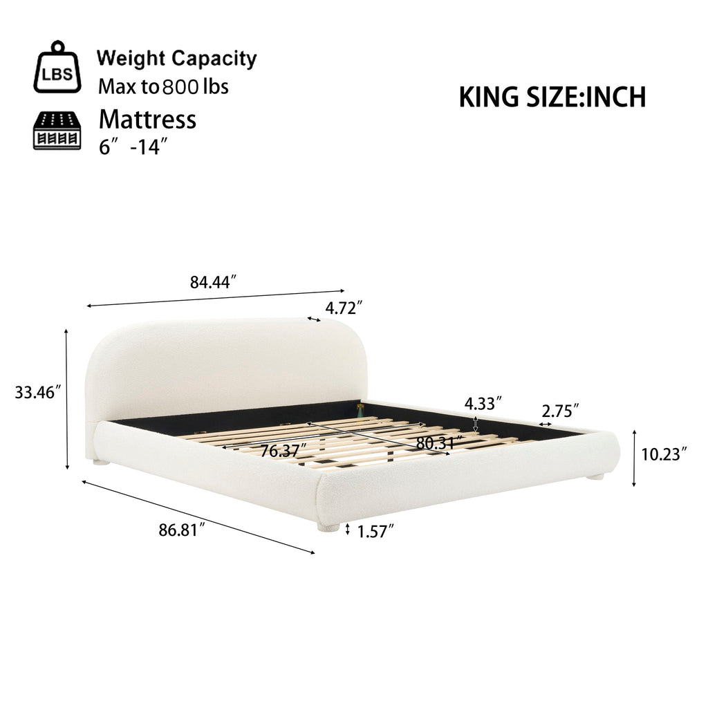 Aura Homes Granular Fabric Upholstered Bed With Curved Headboard