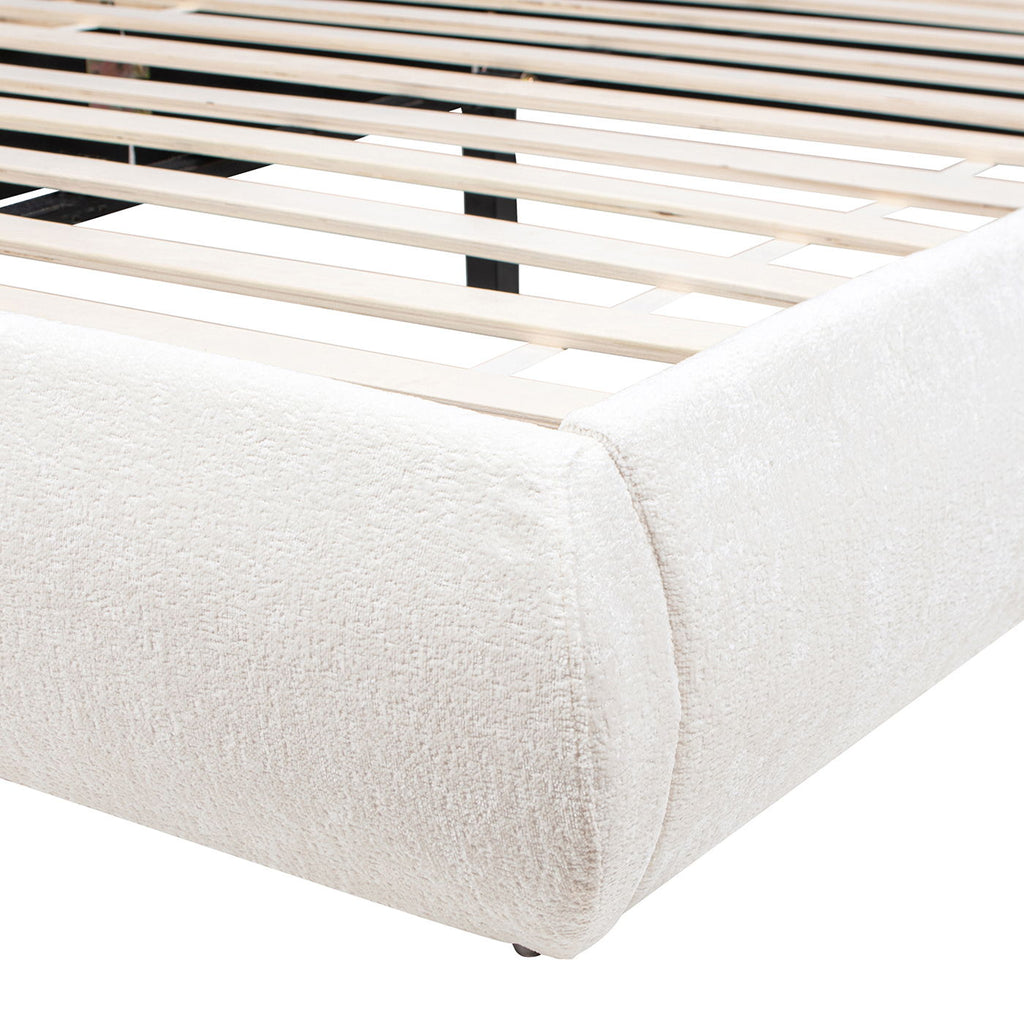 Archie Puffy Upholstered Platform Bed With Arch Headboard