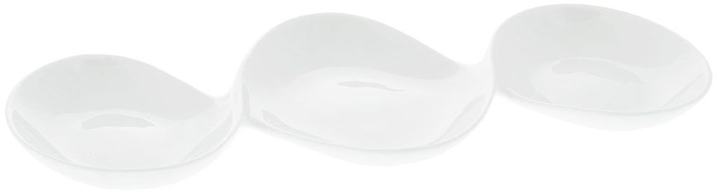 Wilmax White Divided Sauce Dish 14.5 Inch For Seafood