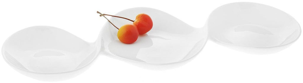 Wilmax White Divided Sauce Dish 14.5 Inch For Seafood