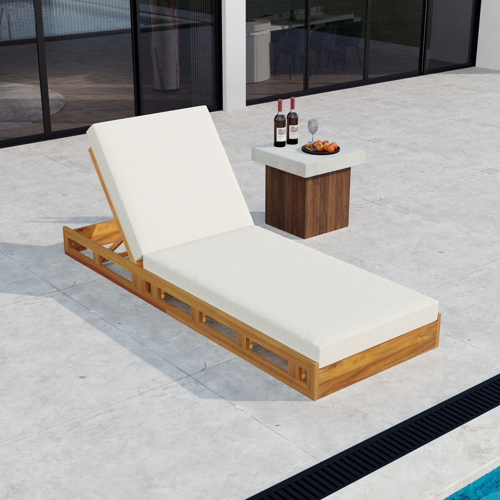 Aura Acacia Lounge Chaise With Water Resistant Cushion, Cream