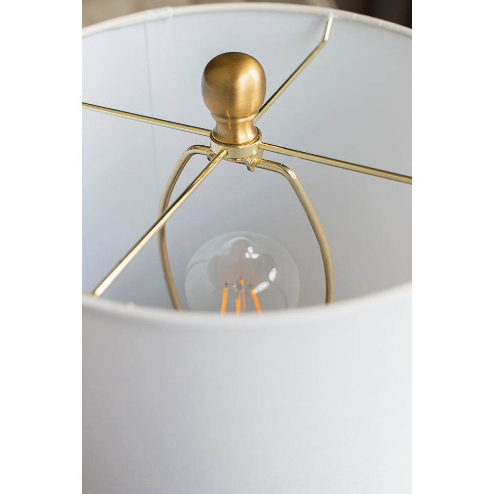 Verona Marble Table Lamp With Brass Metal Frame 13x13x26
