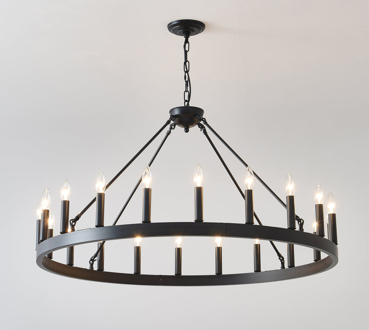 Lumacraft 53 Matte Black Wagon Wheel Chandelier With 30 Lights