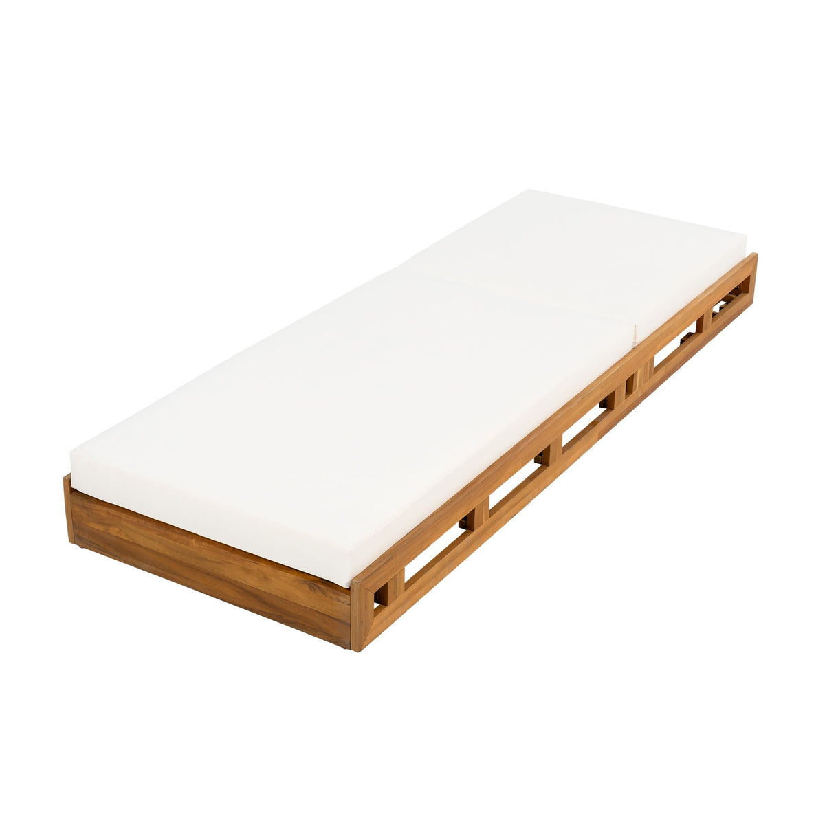 Aura Acacia Lounge Chaise With Water Resistant Cushion, Cream