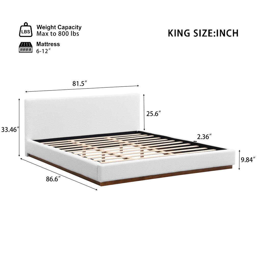 Aurelia Living Boucle Upholstered Bed With Solid Wood Base