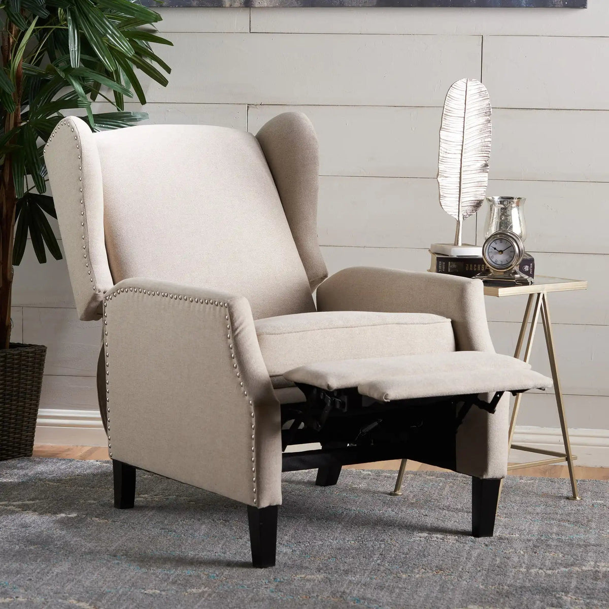 Westeros Elegant Wing Back Fabric Upholstered Recliner