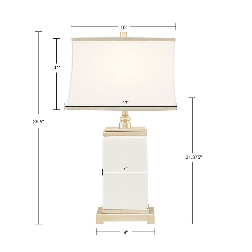 Vesper Ivory Rectangular Ceramic Table Lamp Antique Silver