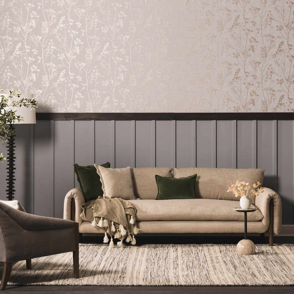 Arabi Elegant Handwoven Wool Area Rug In Timeless Neutrals