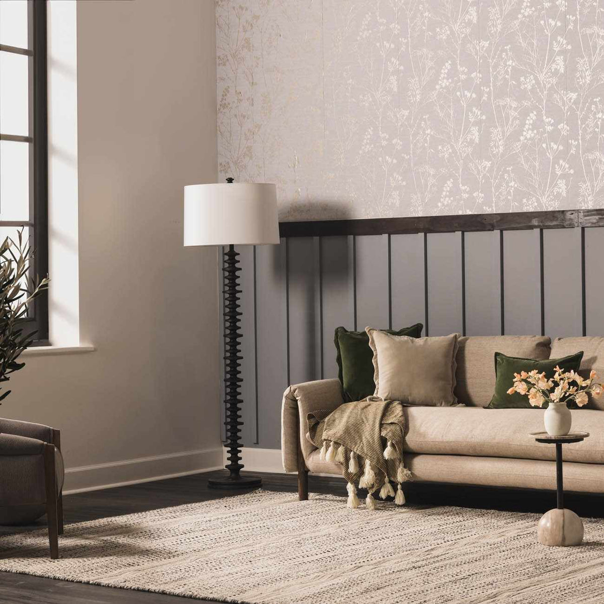 Arabi Elegant Handwoven Wool Area Rug In Timeless Neutrals