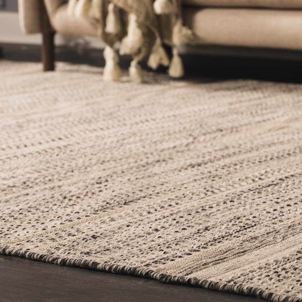 Arabi Elegant Handwoven Wool Area Rug In Timeless Neutrals