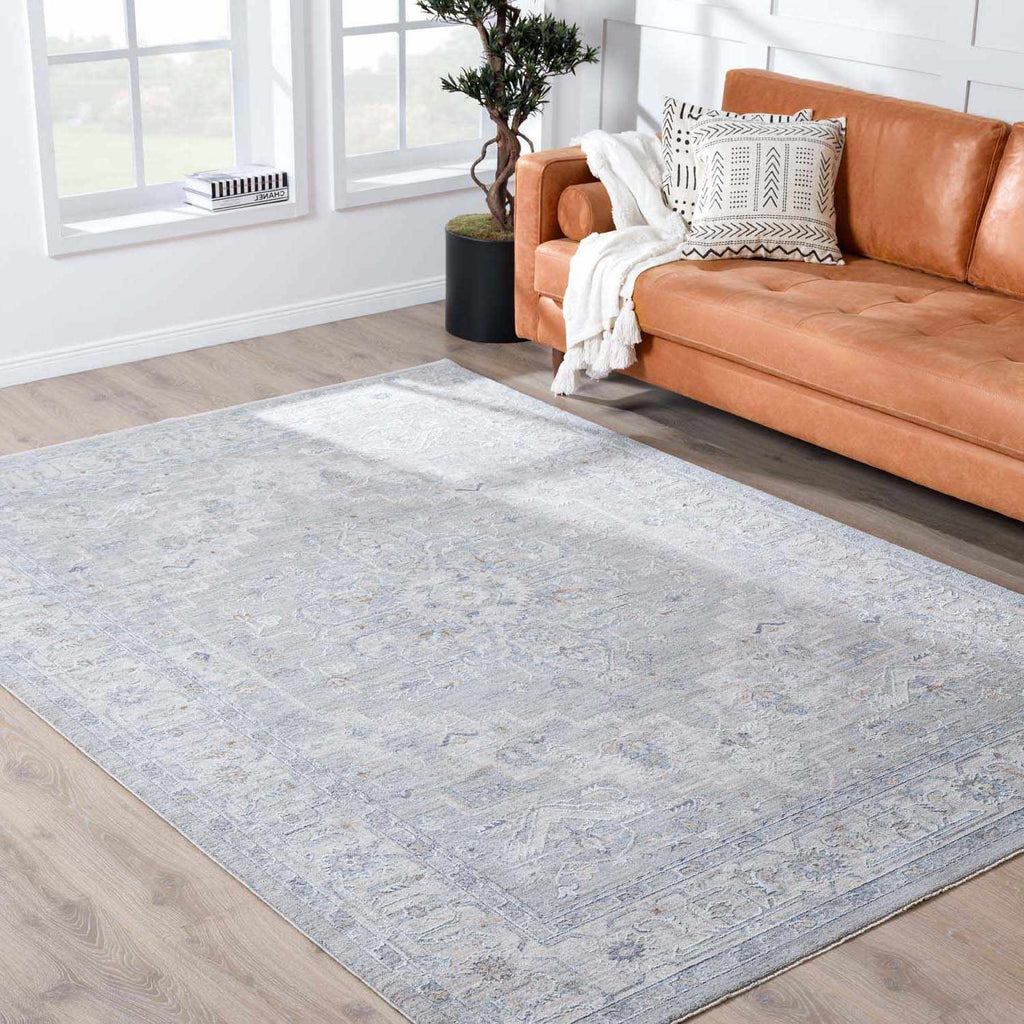 Earlsfield Thick Luxe Traditional Pattern Area Rug Gray Blue