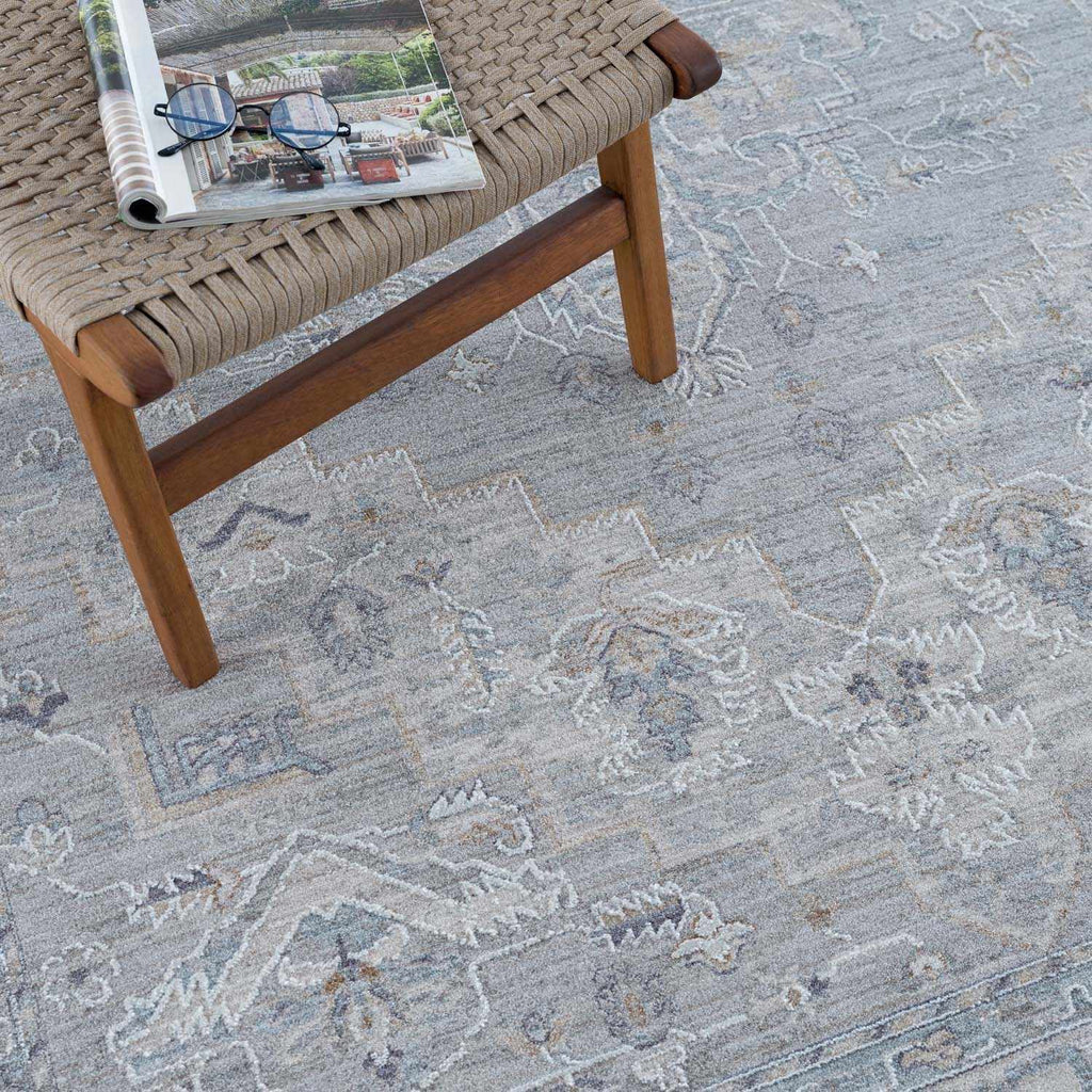 Earlsfield Thick Luxe Traditional Pattern Area Rug Gray Blue