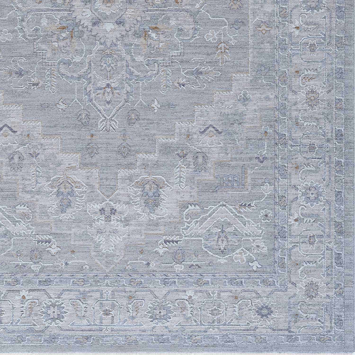 Earlsfield Thick Luxe Traditional Pattern Area Rug Gray Blue