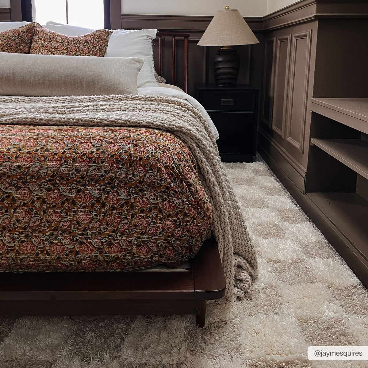 Atira 2 Inch Plush Pile Checkered Light Brown Area Rug