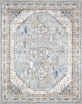 LunaWoven Kouta Gray Blue Area Rug Balanced Traditional Pattern