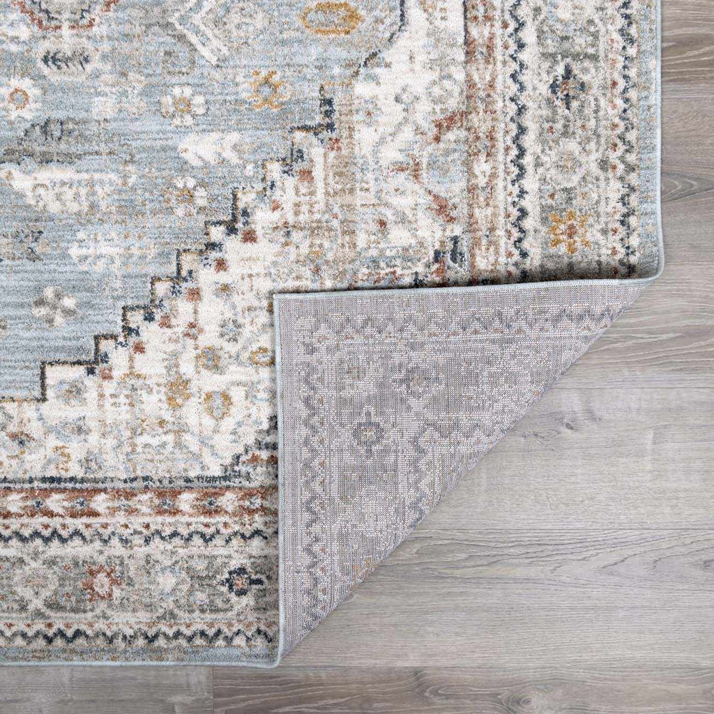 LunaWoven Kouta Gray Blue Area Rug Balanced Traditional Pattern