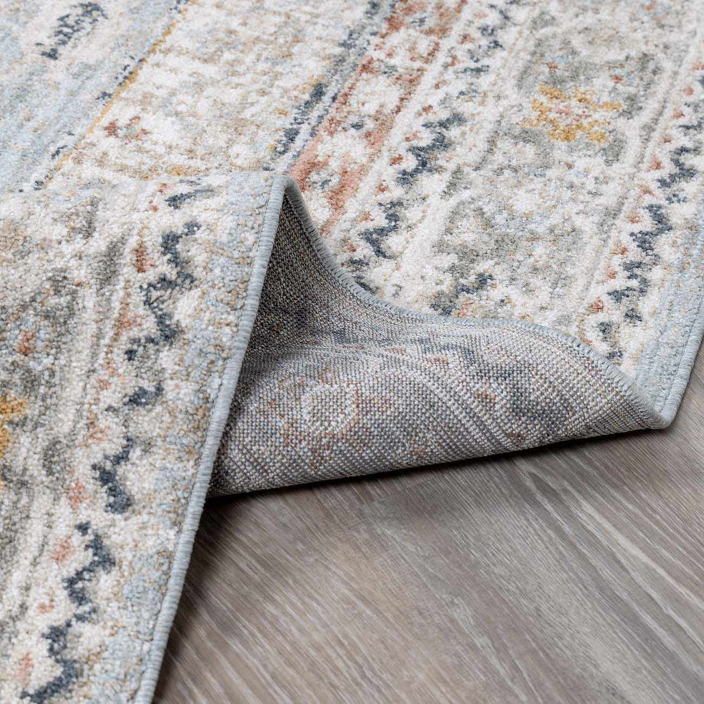 LunaWoven Kouta Gray Blue Area Rug Balanced Traditional Pattern