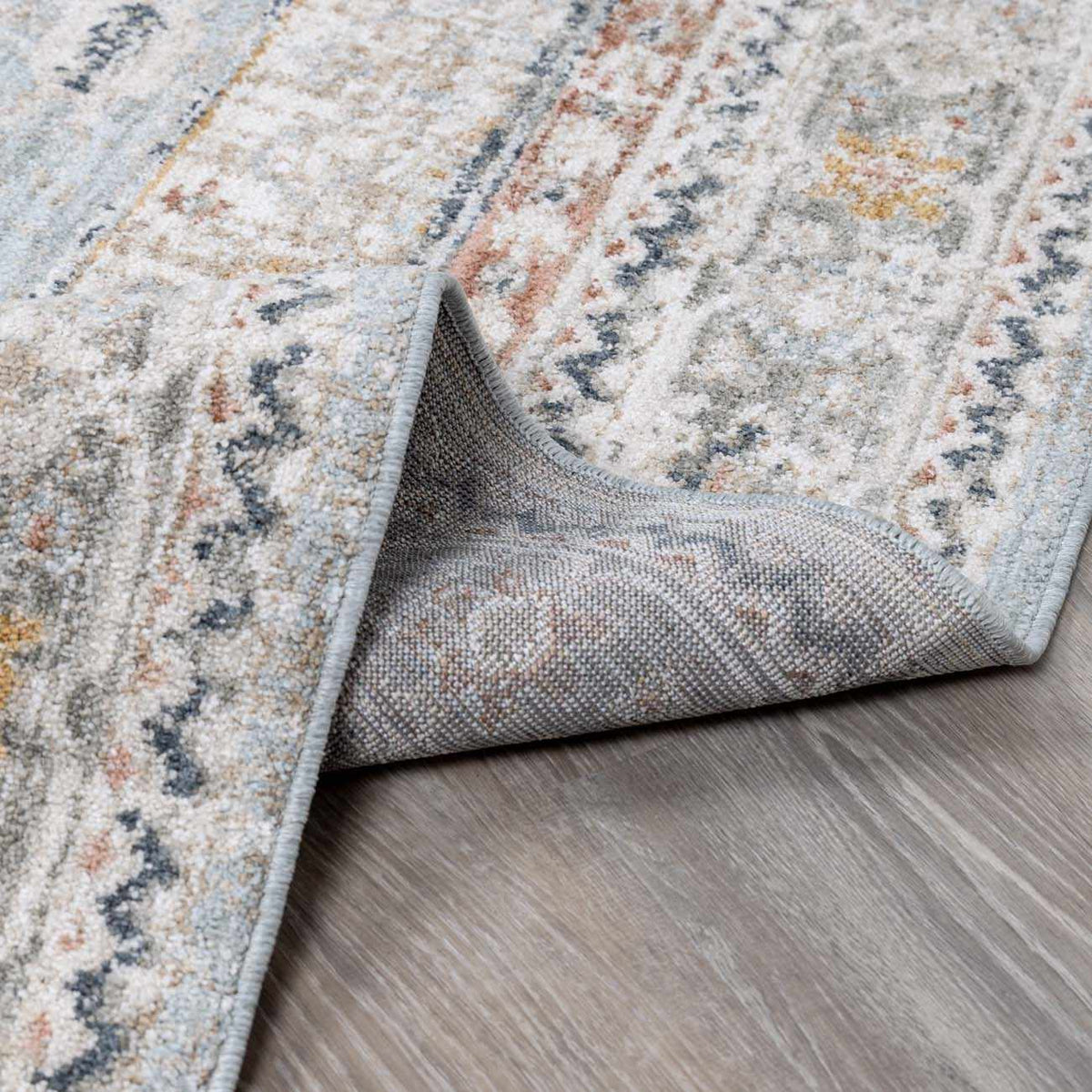 LunaWoven Kouta Gray Blue Area Rug Balanced Traditional Pattern