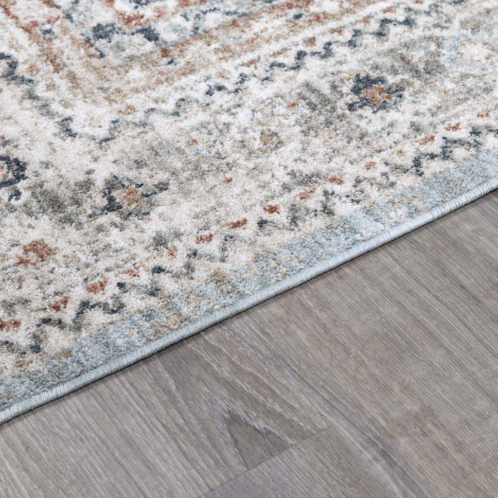 LunaWoven Kouta Gray Blue Area Rug Balanced Traditional Pattern