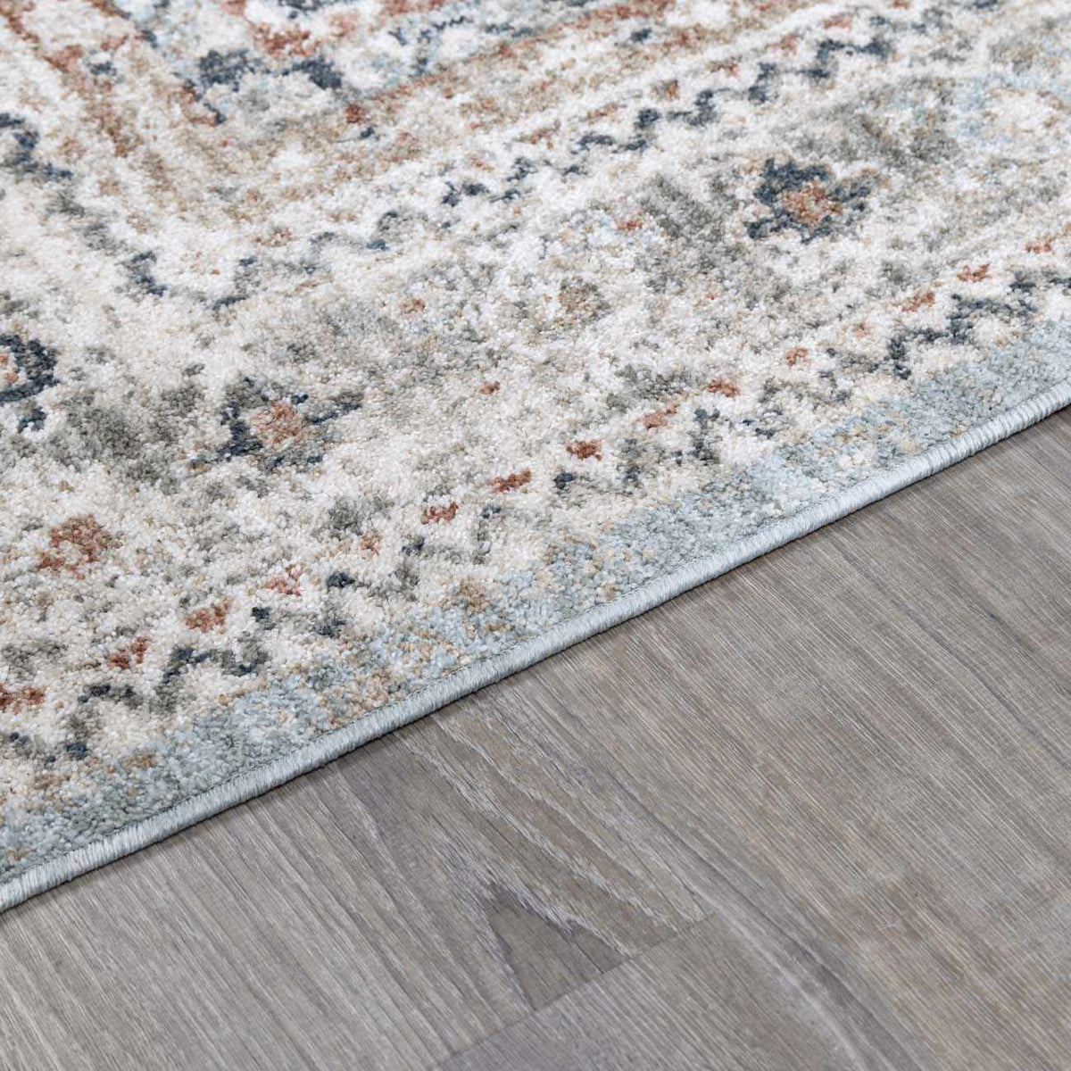 LunaWoven Kouta Gray Blue Area Rug Balanced Traditional Pattern