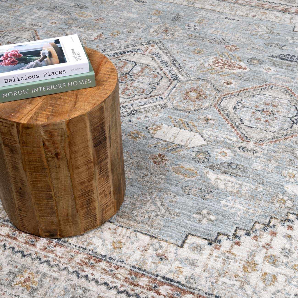 LunaWoven Kouta Gray Blue Area Rug Balanced Traditional Pattern