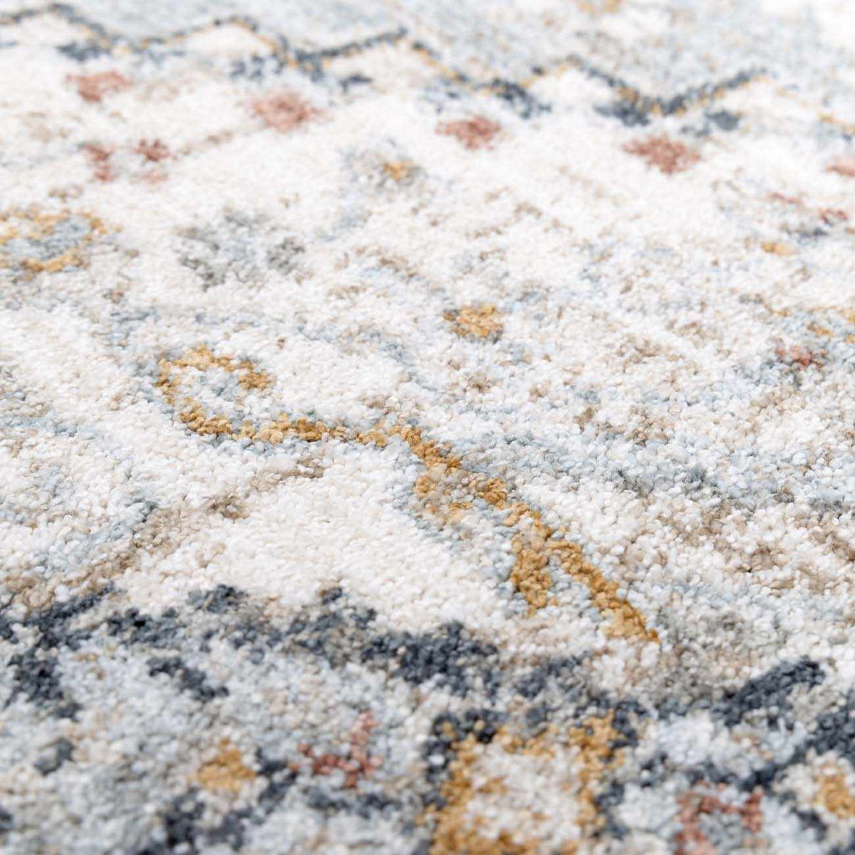 LunaWoven Kouta Gray Blue Area Rug Balanced Traditional Pattern