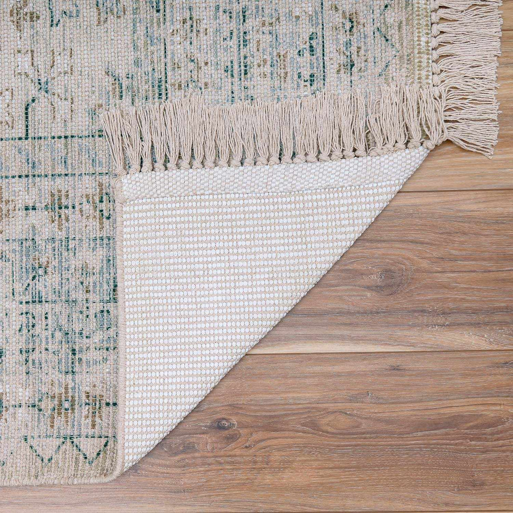 Terra And Loom Birdham Handwoven Flatweave Cotton Rug Sage Green