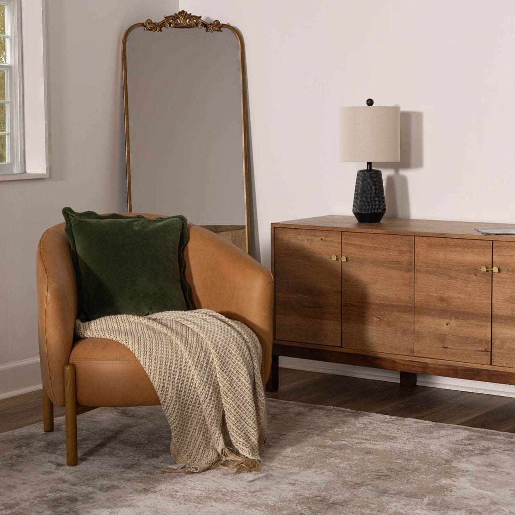Berehomet Black Resin Table Lamp With Bronze Details And Linen Shade