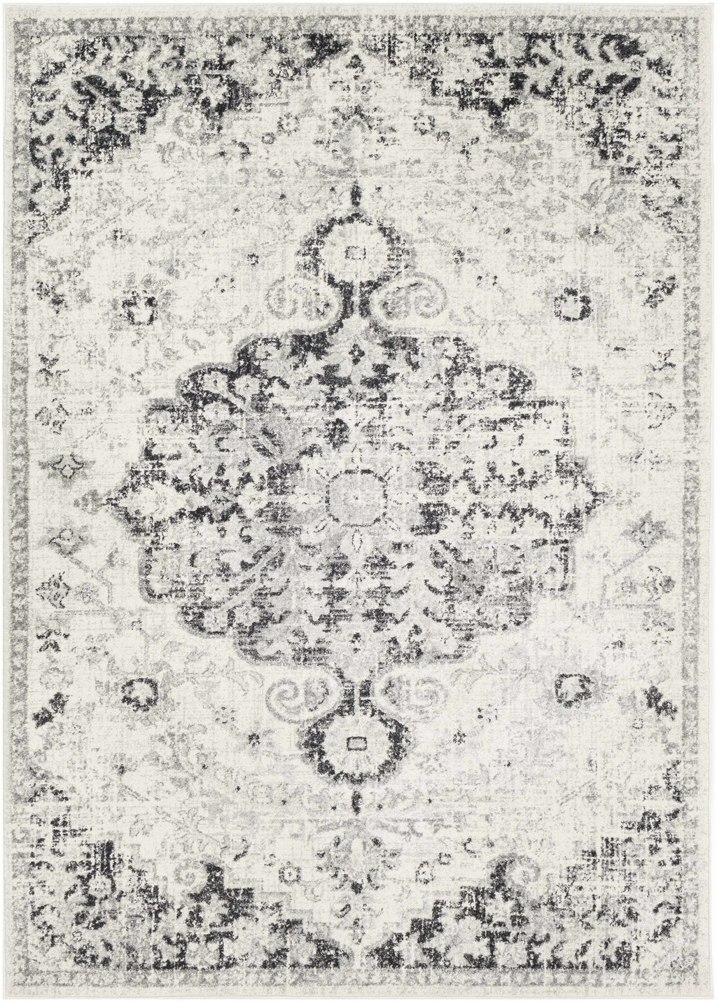 CasaVieja Bodrum Gray Area Rug Traditional Medallion Design