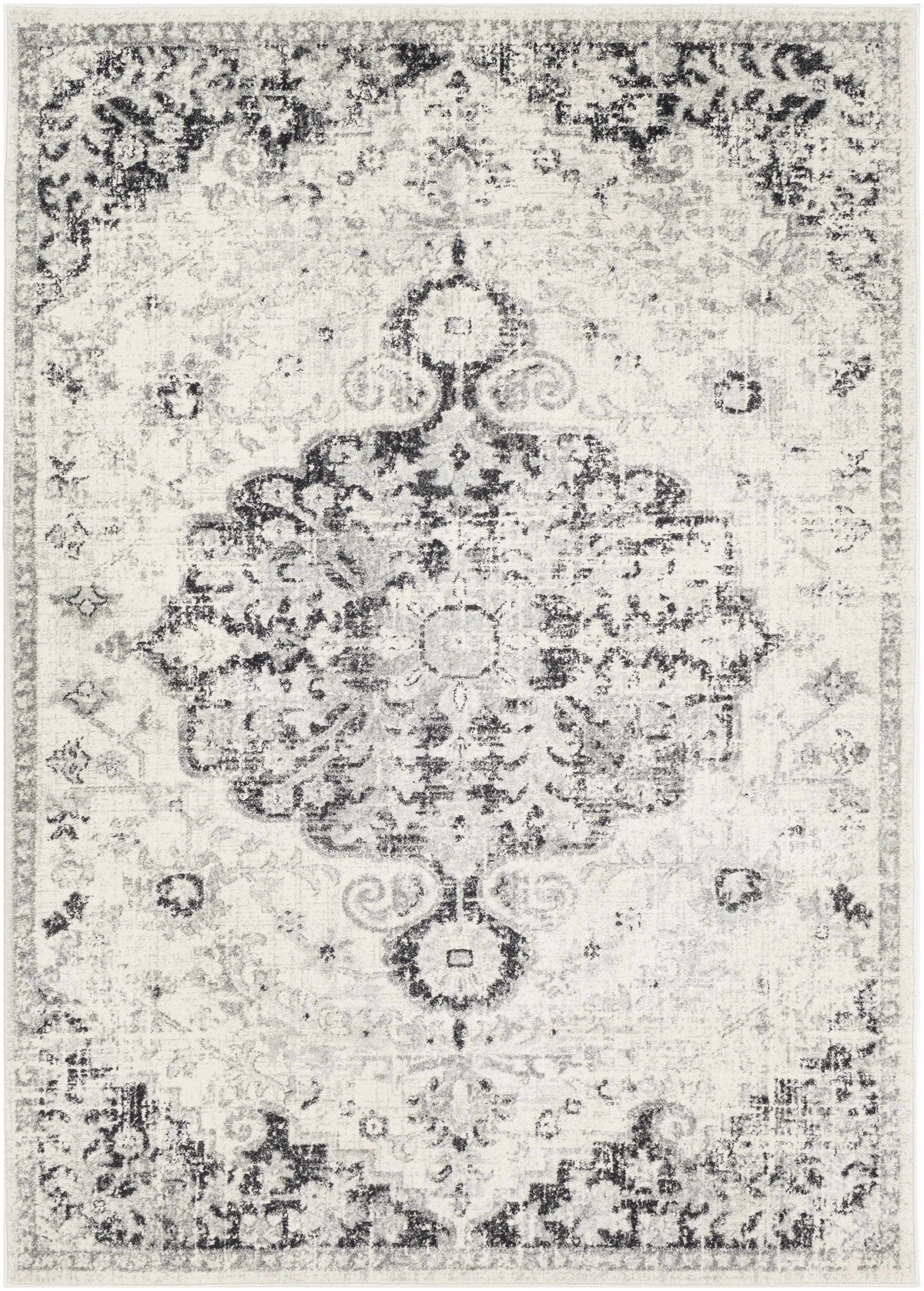 CasaVieja Bodrum Gray Area Rug Traditional Medallion Design