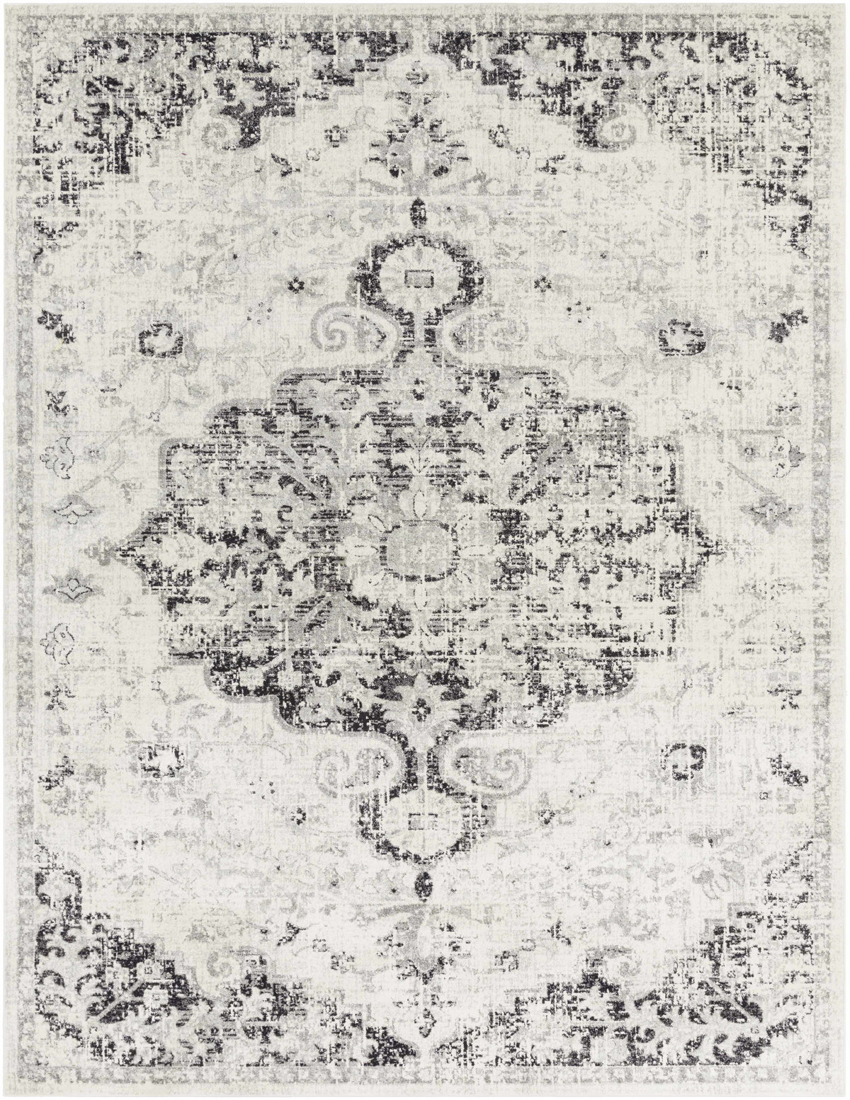 CasaVieja Bodrum Gray Area Rug Traditional Medallion Design