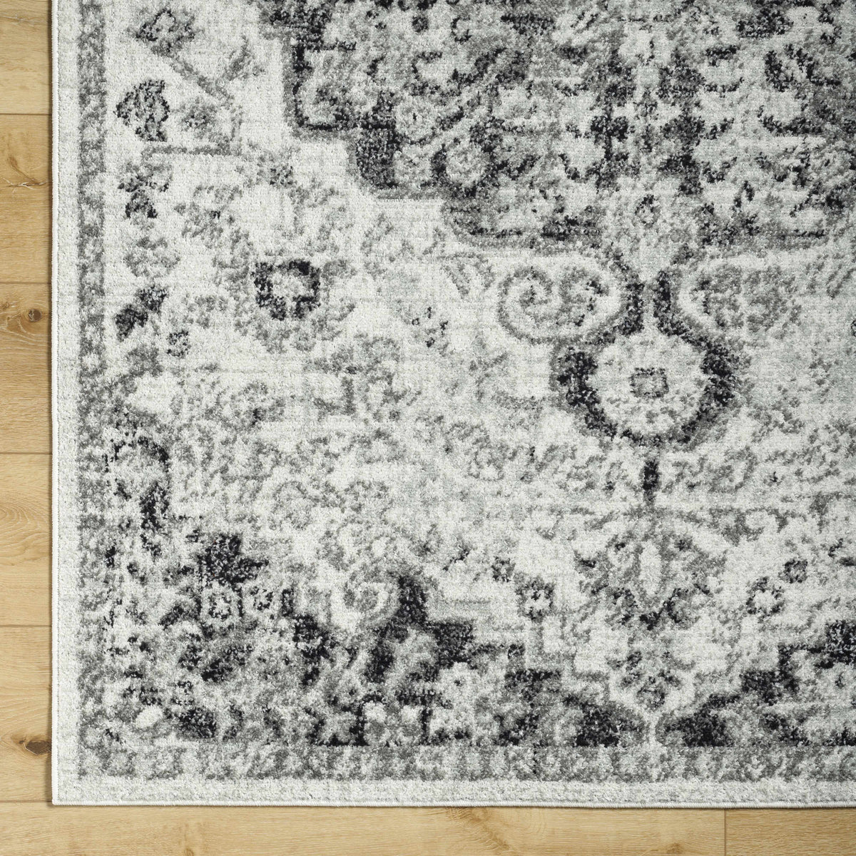 CasaVieja Bodrum Gray Area Rug Traditional Medallion Design