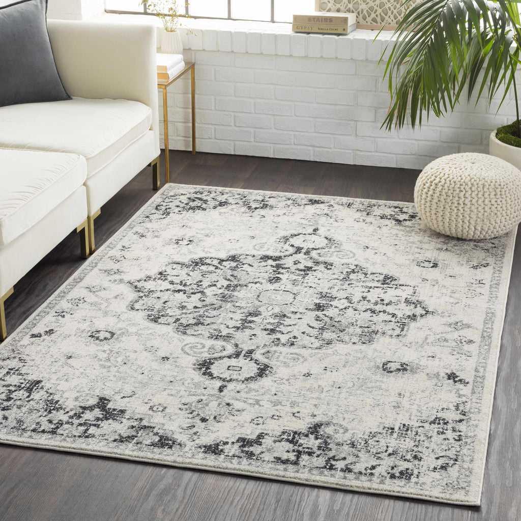 CasaVieja Bodrum Gray Area Rug Traditional Medallion Design