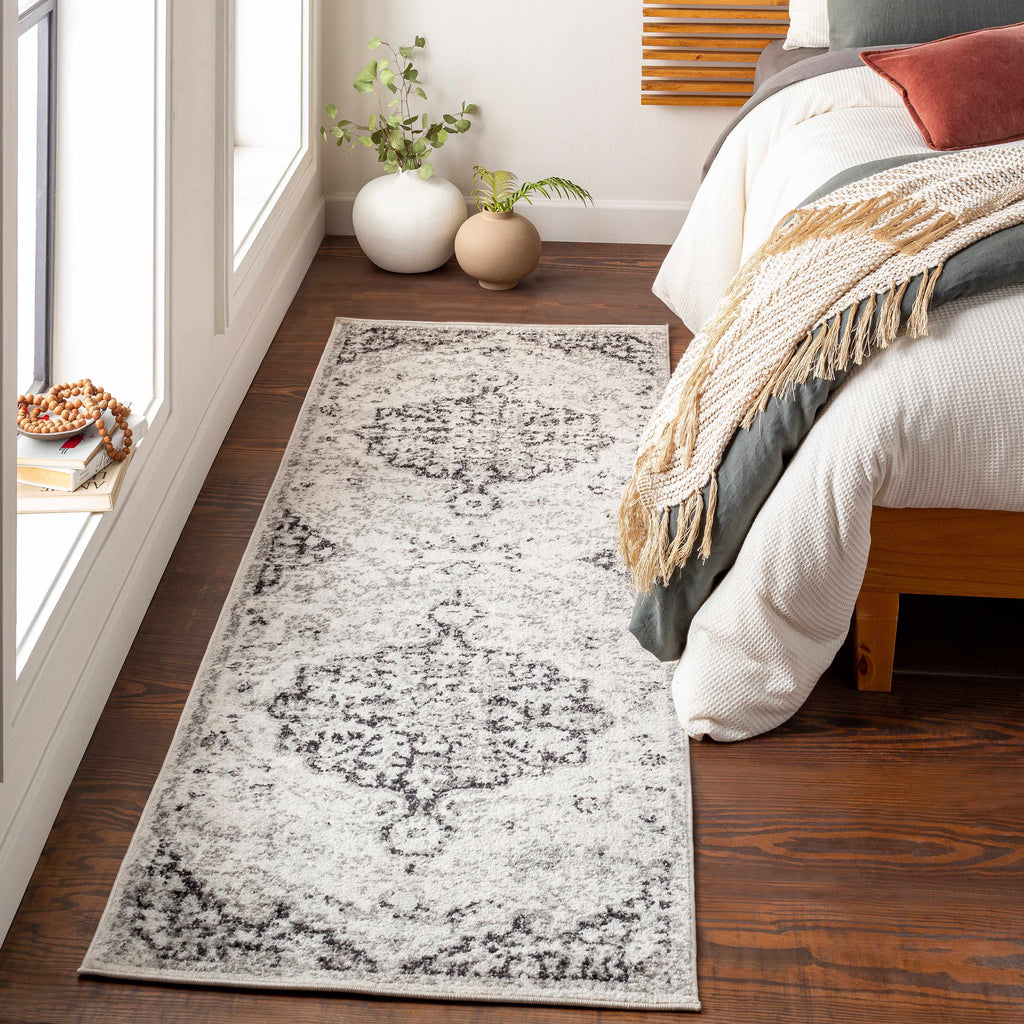 CasaVieja Bodrum Gray Area Rug Traditional Medallion Design