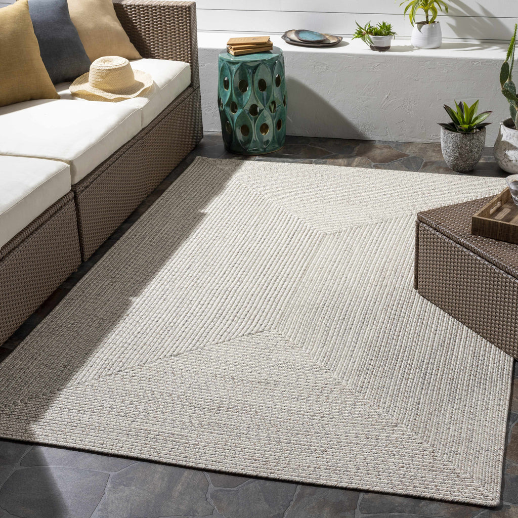 Bargo Beige Braided Faux Jute Weather Resistant Outdoor Rug