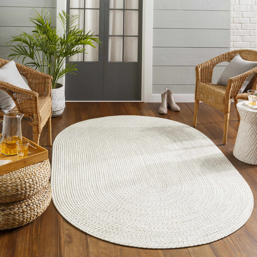 Bargo Beige Braided Faux Jute Weather Resistant Outdoor Rug