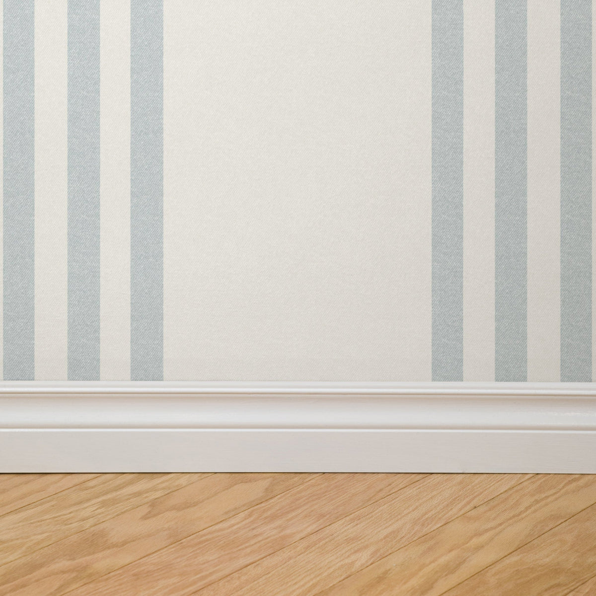 Meridian Andrew Blue Linen Texture Triple Stripe Wallpaper